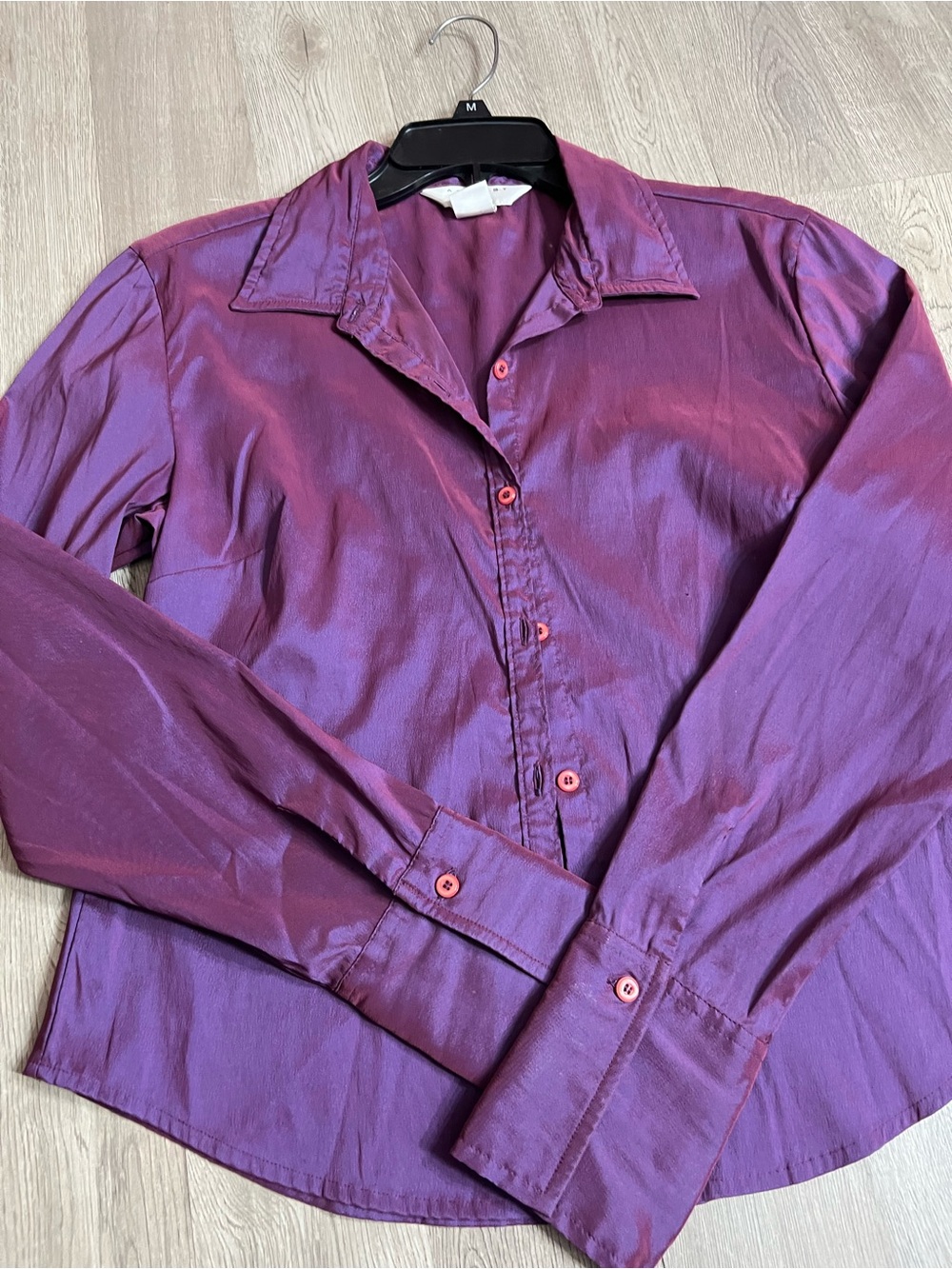 At Last Purple Shimmery Button-Front Blouse